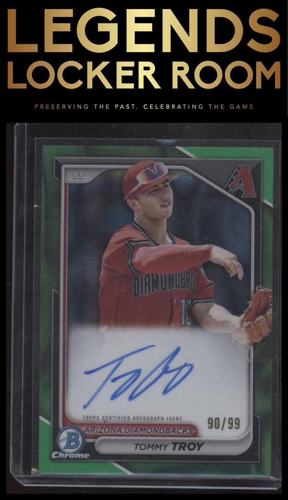 2024 Bowman Tommy Troy Chrome Prospects Auto Green Grass Refractors #/99