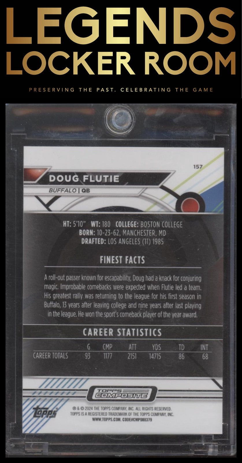 2023 Topps Composite #157 Doug Flutie Finest Blue Refractor #/199