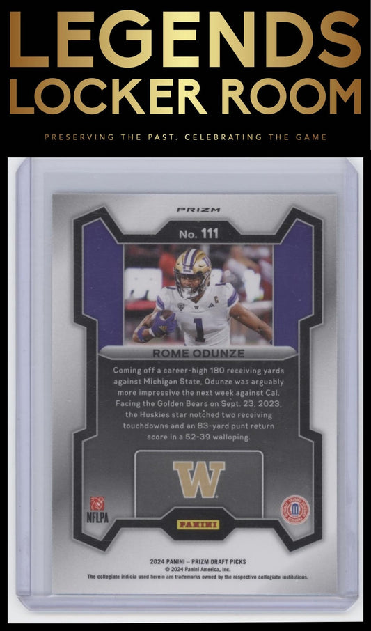 2024 Panini Prizm Draft Picks #111 Rome Odunze Silver