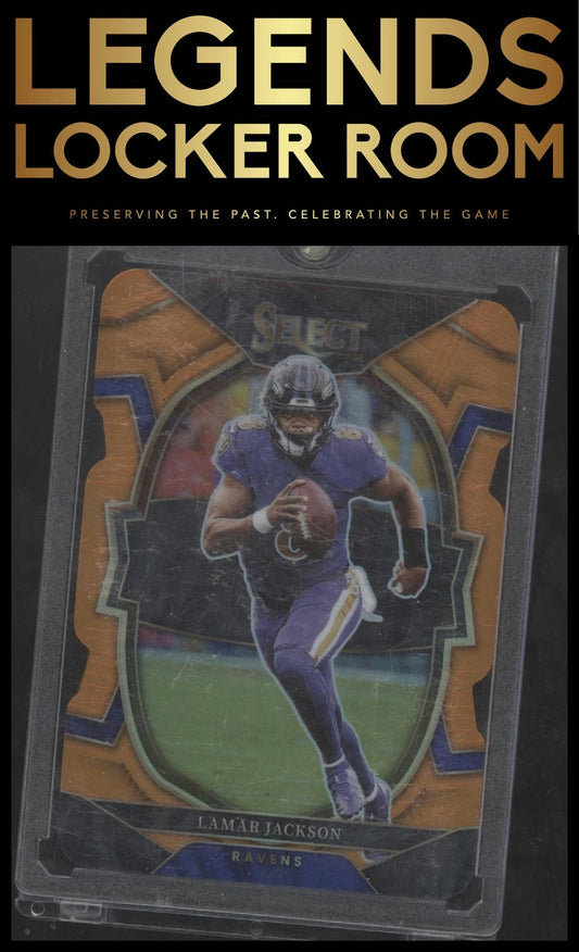 2022 Panini Select #73 Lamar Jackson Orange Prizm Die Cut #/199