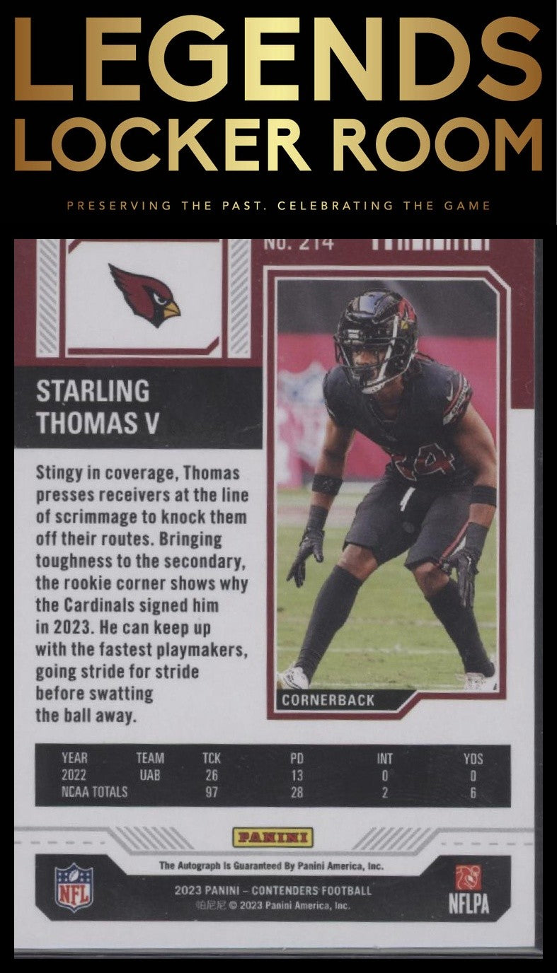 2023 Panini Contenders #214 Starling Thomas V Conference Ticket Auto #/75