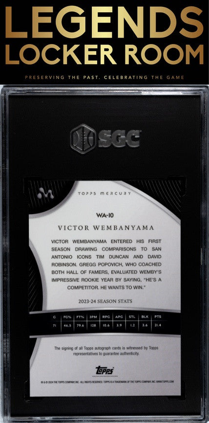 2023-24 Topps Mercury #WA-10 Victor Wembanyama Auto. Blue Refractor SGC 9.5