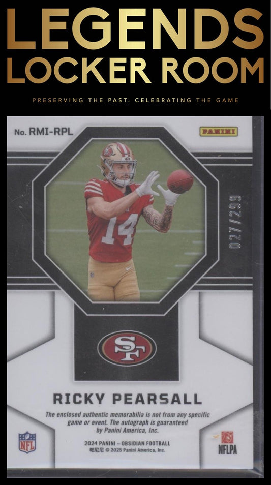 2024 Panini Obsidian Ricky Pearsall Rookie Material Ink /299