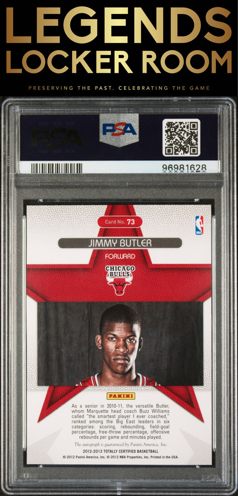 2012 Panini Totally Certified Rookie Roll Call Auto Jimmy Butler PSA 10