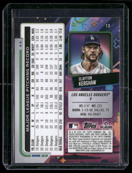 2024 Topps Chrome Cosmic #13 Clayton Kershaw