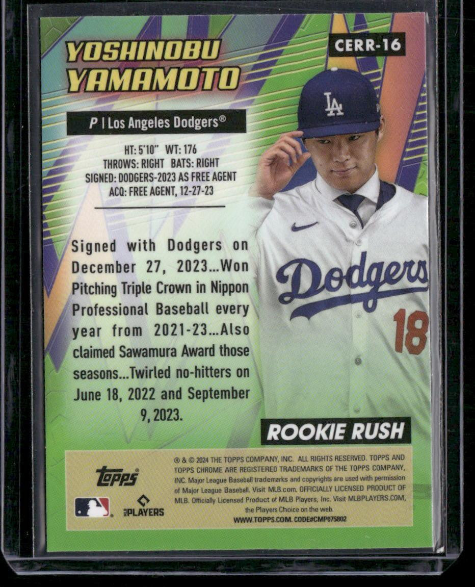 2024 Topps Chrome #CERR-16 Yoshinobu Yamamoto Chrome All-Etch Rookie Rush