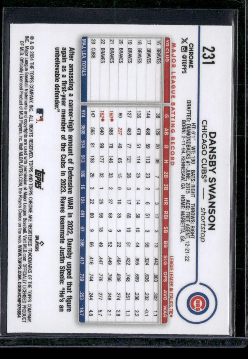 2024 Topps Chrome #231 Dansby Swanson