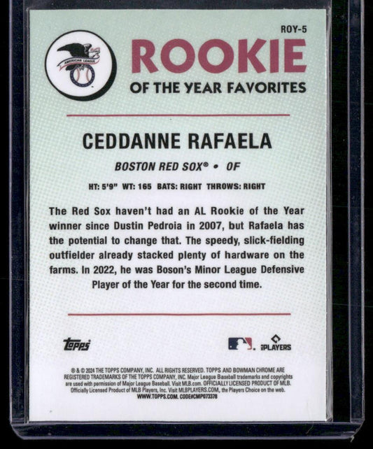 2024 Bowman #ROY-5 Ceddanne Rafaela Rookie of the Year Favorites Mojo Refractors