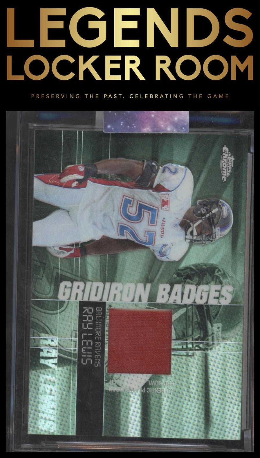 2004 Topps Chrome #GB-RL Ray Lewis Gridiron Badges Jerseys #/50