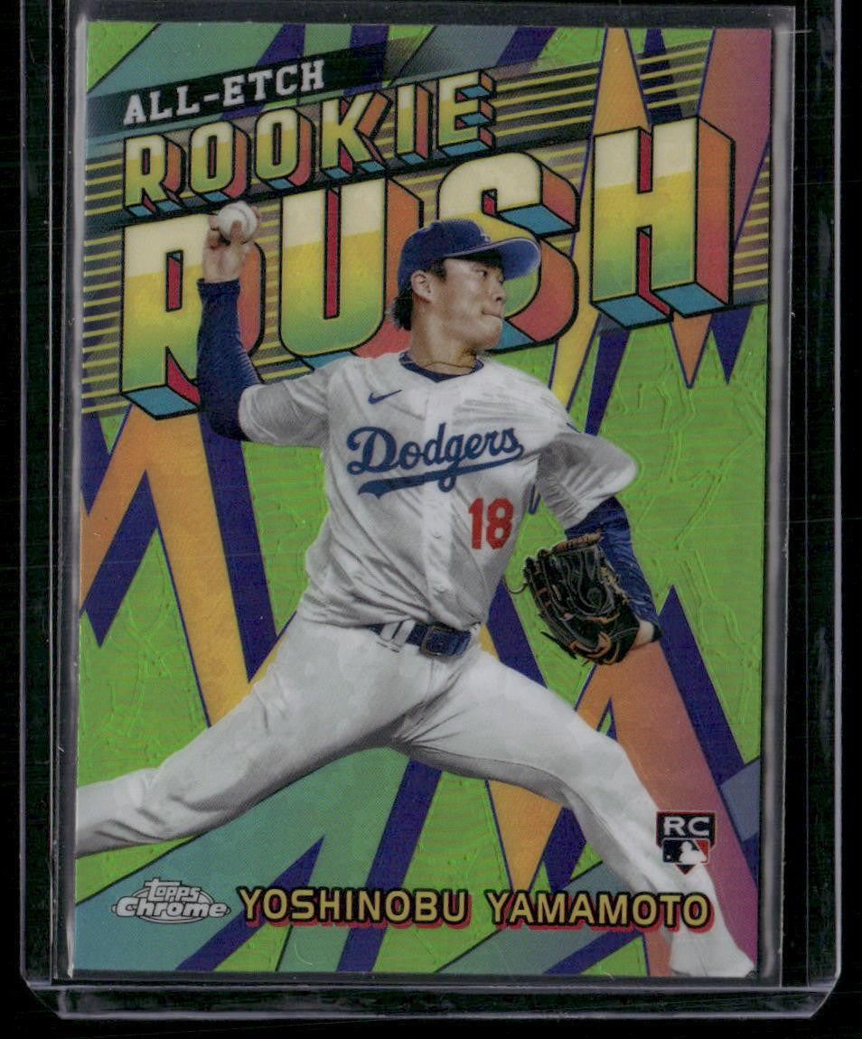 2024 Topps Chrome #CERR-16 Yoshinobu Yamamoto Chrome All-Etch Rookie Rush