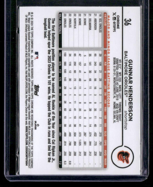 2024 Topps Chrome #36 Gunnar Henderson