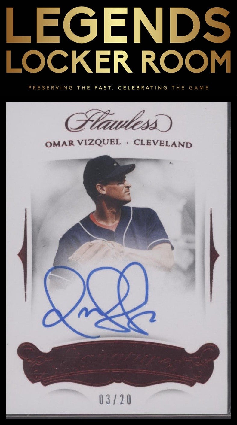 2018 Panini Flawless #FS-OV Omar Vizquel Flawless Signatures Ruby #/20