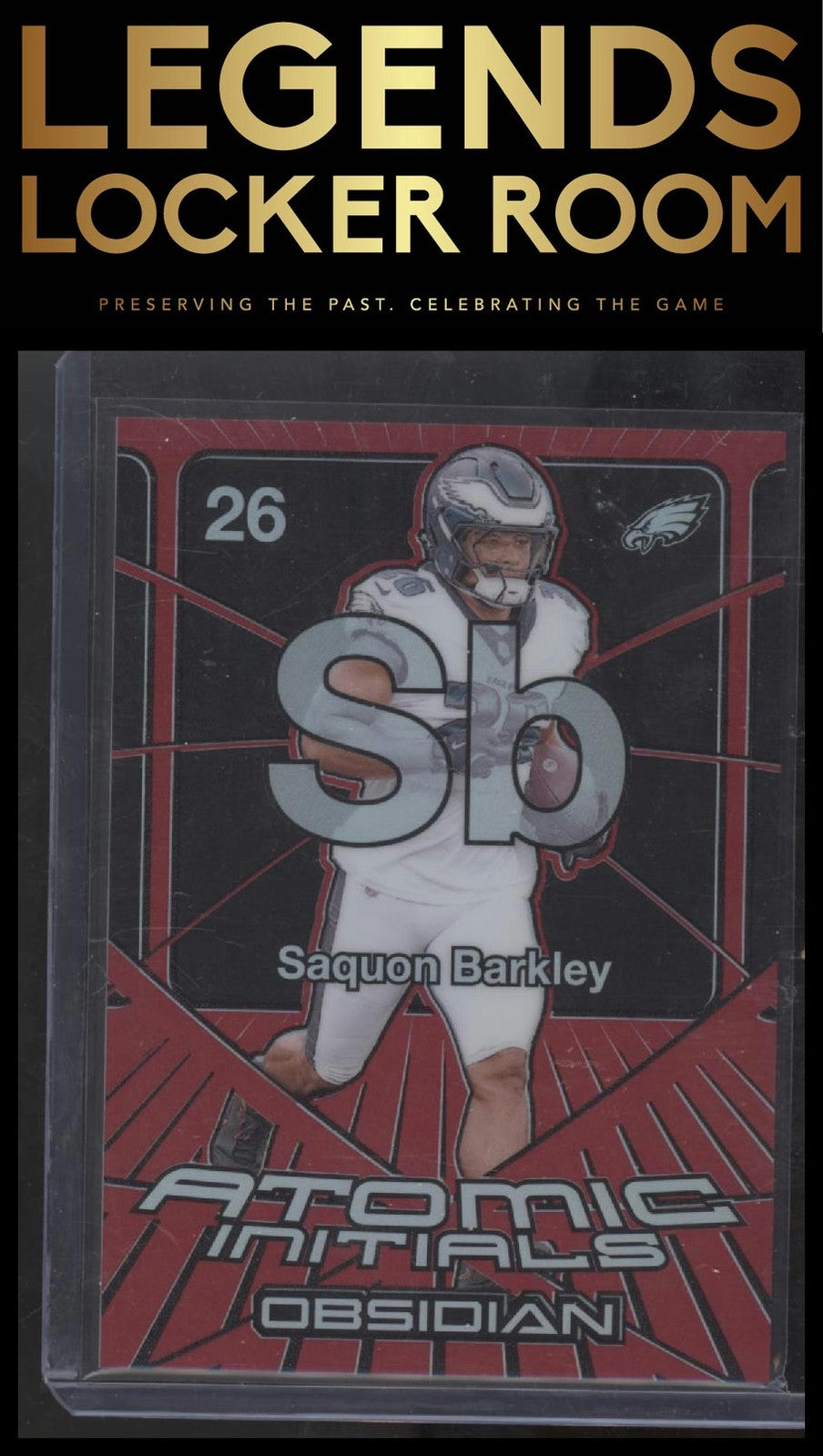 2024 Panini Obsidian Saquon Barkley Atomic Initials Red /75