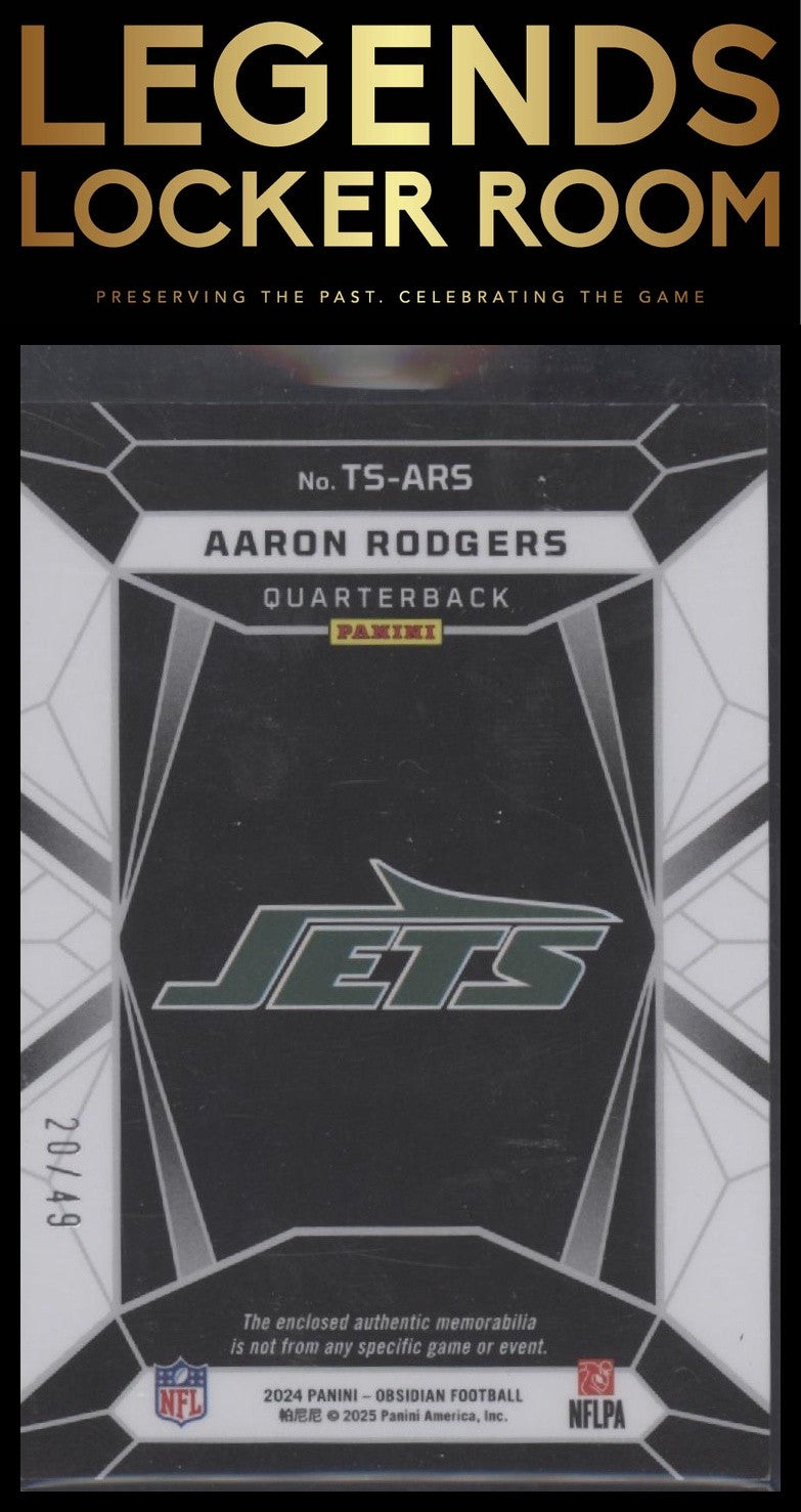2024 Panini Obsidian - Trifecta Swatches Purple #25 Aaron Rodgers #/49