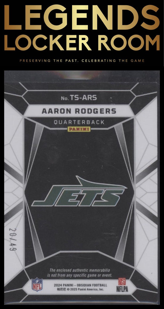 2024 Panini Obsidian - Trifecta Swatches Purple #25 Aaron Rodgers #/49