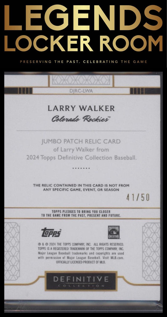 2024 Topps Definitive Collection Larry Walker Jumbo Relic Collection /50