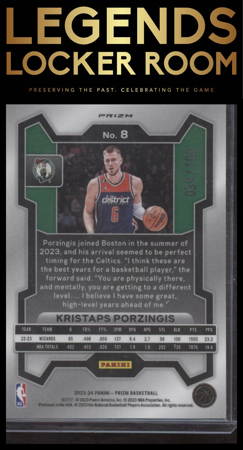 2023-24 Panini Prizm #8 Kristaps Porzingis Prizms Fast Break Red #/100