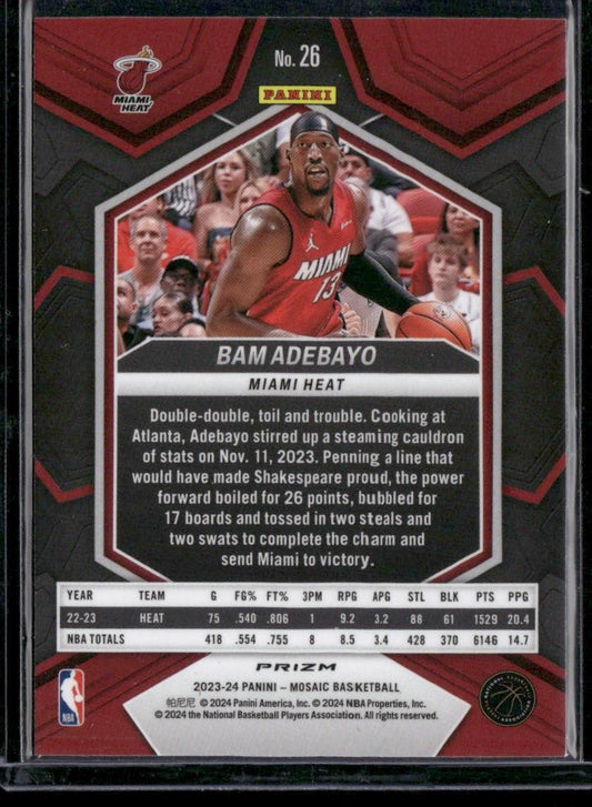 2023-24 Panini Mosaic #26 Bam Adebayo Silver