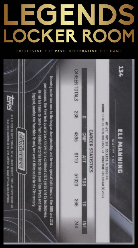 2023 Topps Composite #134 Eli Manning Topps Chrome Black Gold Refractor #/50