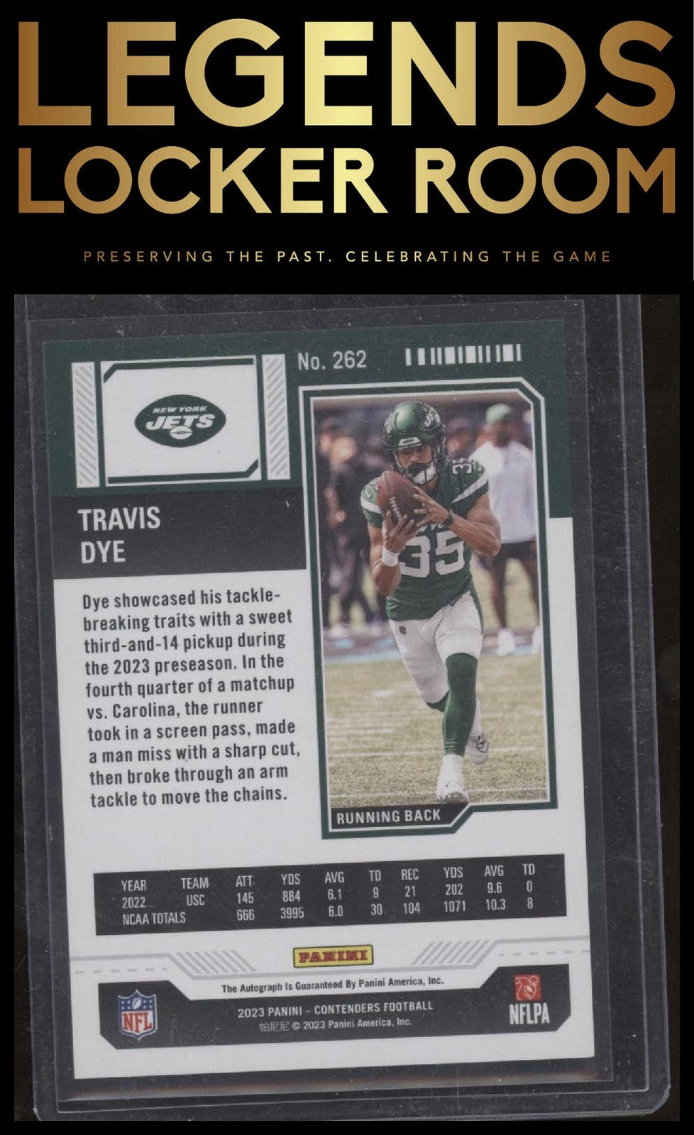 2023 Panini Contenders #262 Travis Dye Conference Ticket Auto #/75