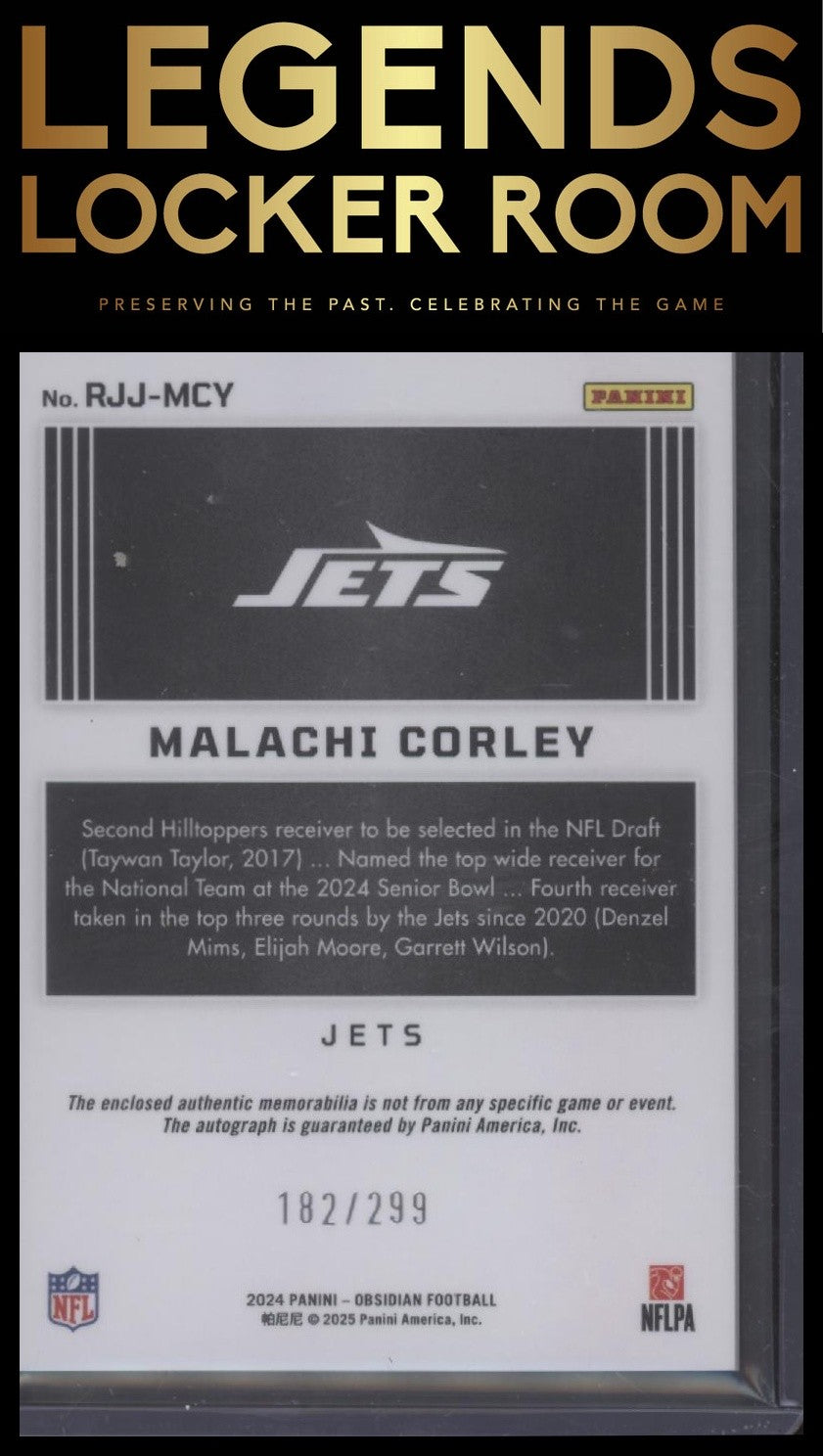 2024 Panini Obsidian Malachi Corley Rookie Jumbo Jersey Auto