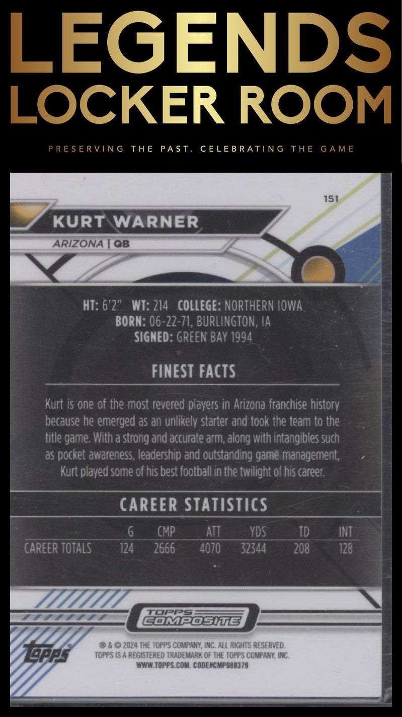 2023 Topps Composite #151 Kurt Warner Finest Blue Checkerboard Refractor 99/99