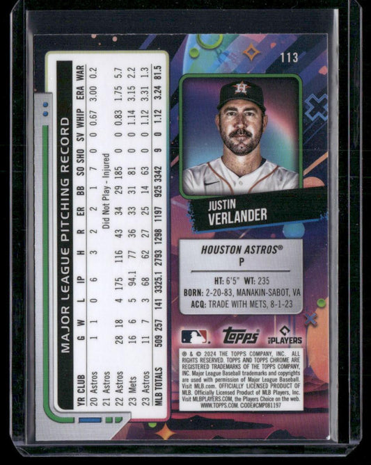 2024 Topps Chrome Cosmic #113 Justin Verlander