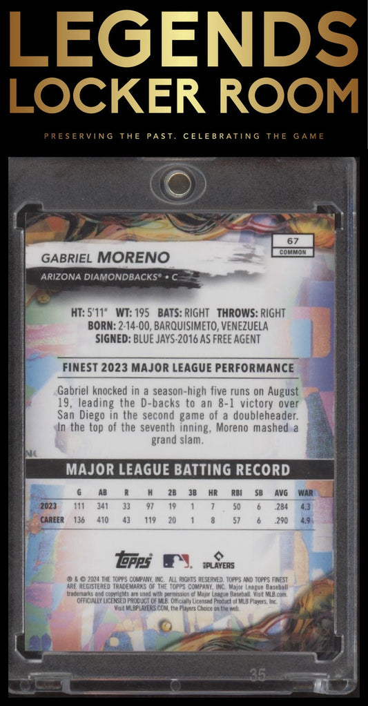 2024 Finest #67 Gabriel Moreno Blue Checkerboard Refractors #/99