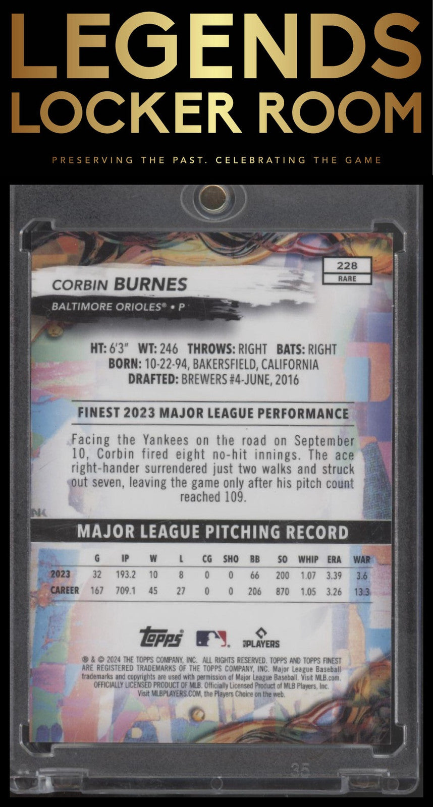 2024 Finest #228 Corbin Burnes Blue Refractors #/99