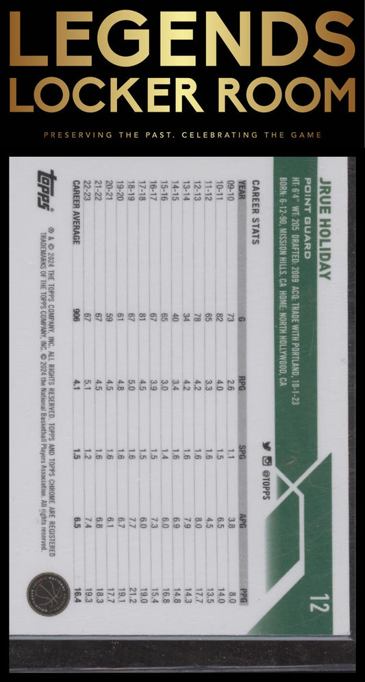 2023-24 Topps Chrome #12 Jrue Holiday Green Wave Refractors #/65