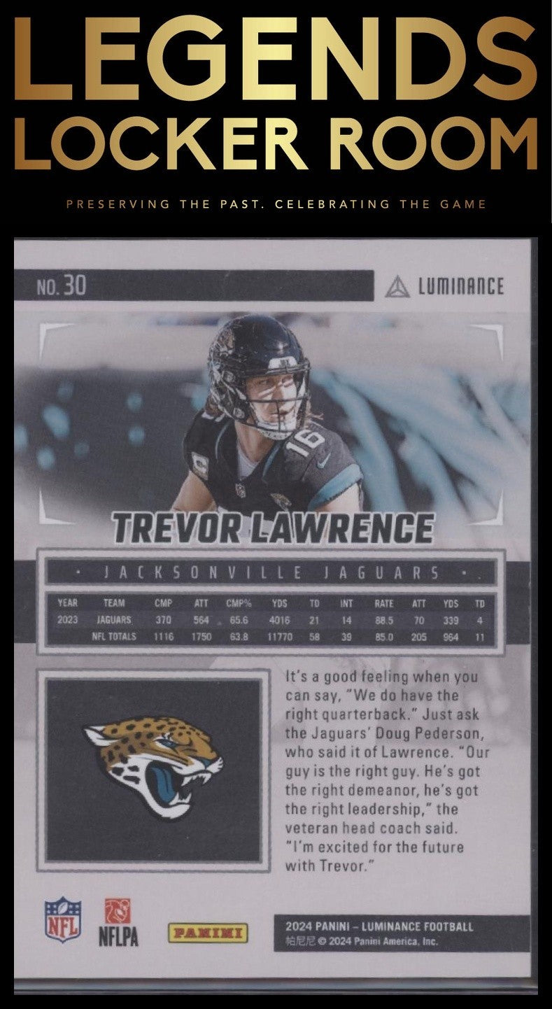 2024 Panini Luminance #30 Trevor Lawrence Gold #/299