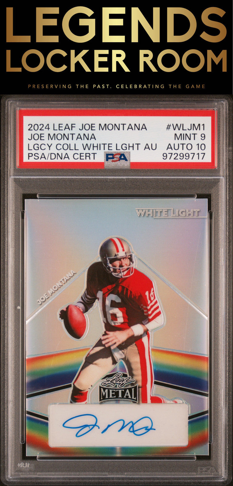 2024 Leaf Joe Montana Legacy Collection White Light Auto PSA 9