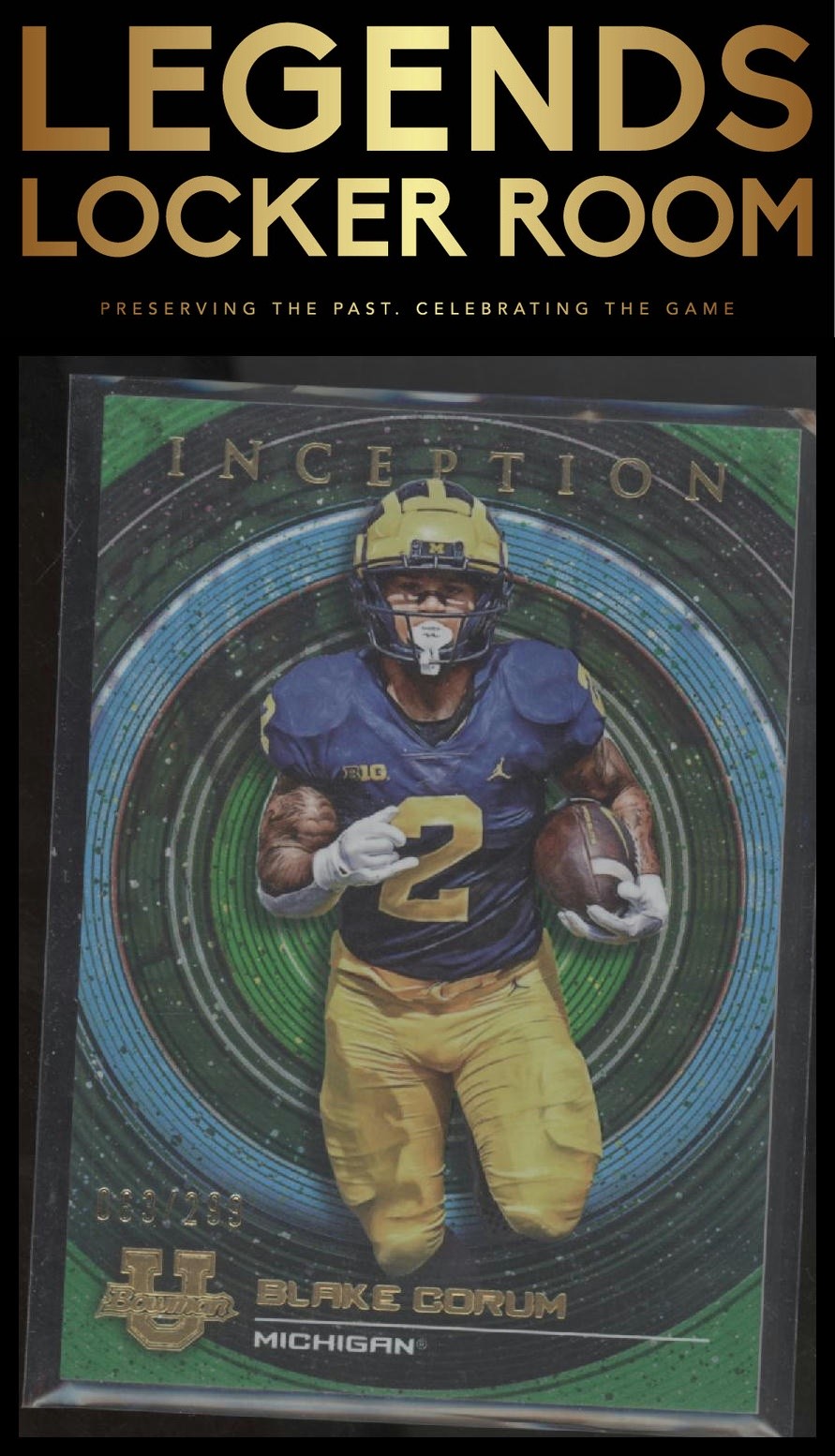 2022-23 Bowman University Inception #56 Blake Corum Green Foil #/299