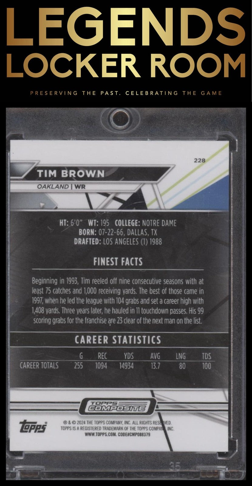 2023 Topps Composite #228 Tim Brown Finest Sky Blue Refractor #/250