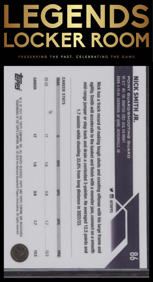 2023-24 Topps Chrome #86 Nick Smith Jr. Purple Refractors #/349