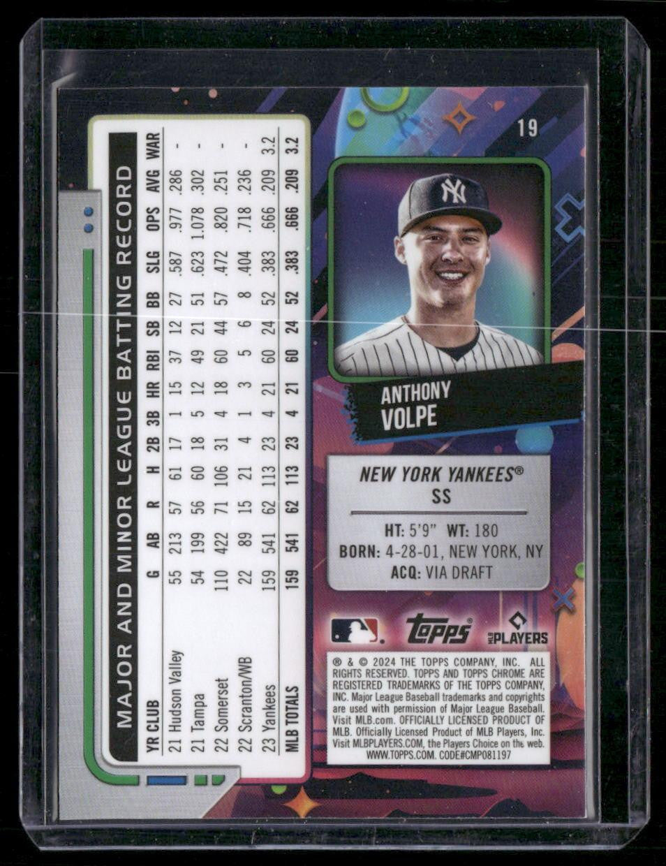 2024 Topps Chrome Cosmic #19 Anthony Volpe