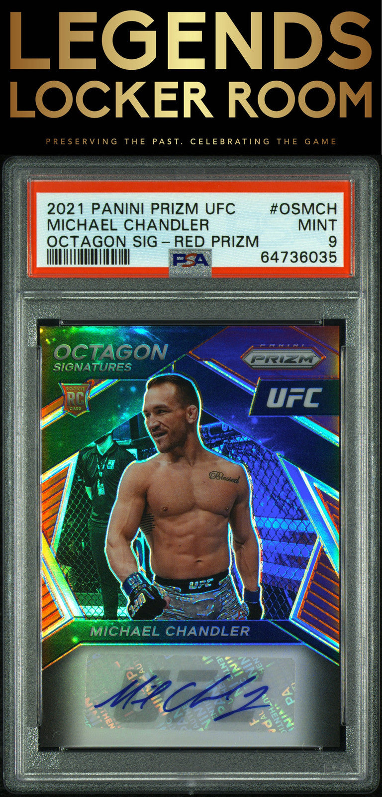 2021 Panini Prizm Ufc Octagon Auto Michael Chandler Red Prizm PSA 9