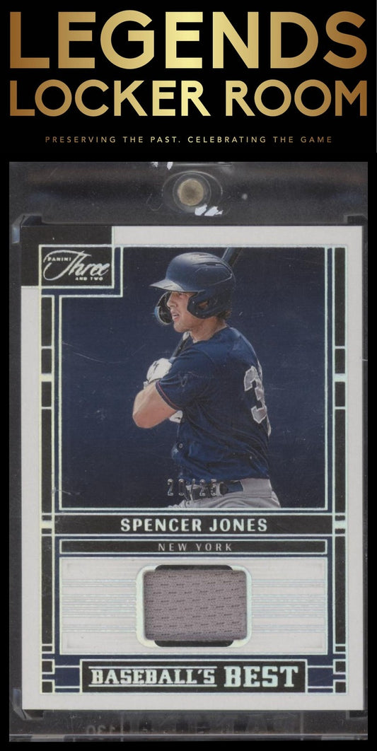 2024 Panini Three and Two Spencer Jones Baseball's Best Mem Holo Silver /25