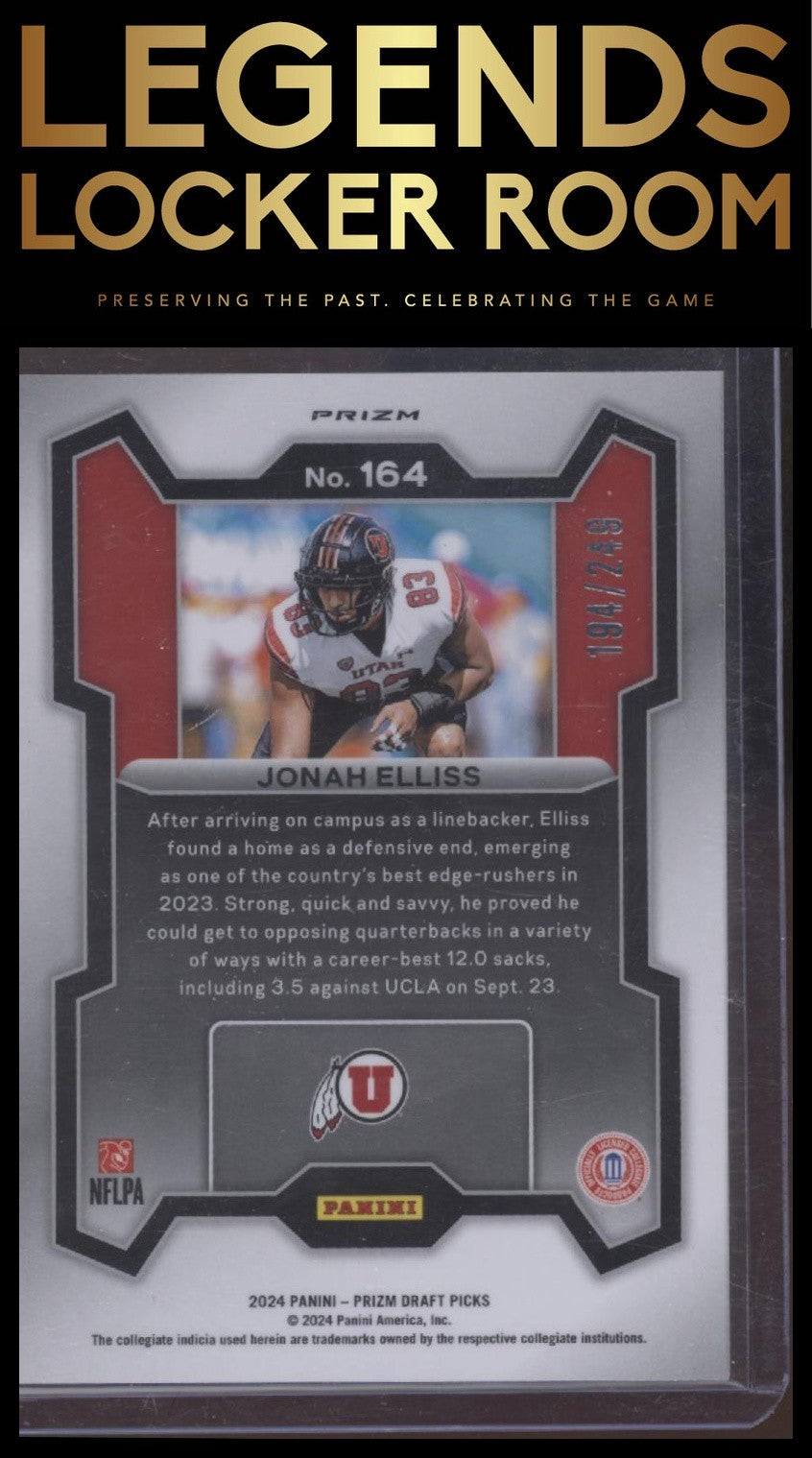 2024 Panini Prizm Draft Picks #164 Jonah Elliss Blue Wave #/249