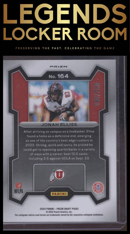 2024 Panini Prizm Draft Picks #164 Jonah Elliss Blue Wave #/249