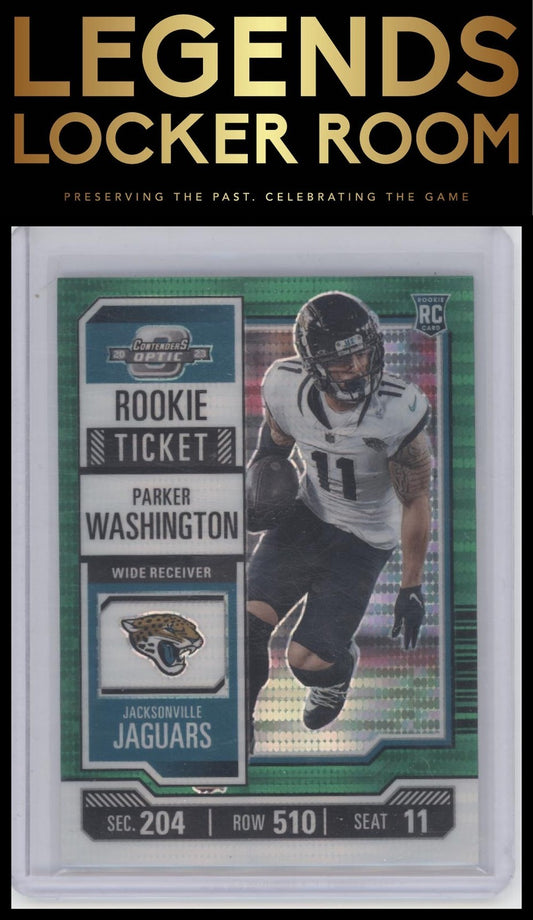 2023 Panini Contenders Optic #85 Parker Washington Green Pulsar #/35