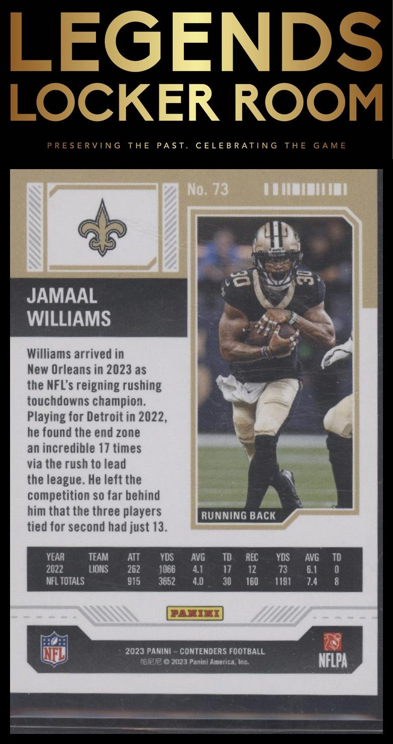 2023 Panini Contenders #73 Jamaal Williams Playoff Ticket #/199