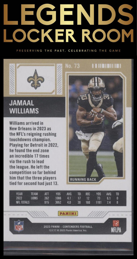 2023 Panini Contenders #73 Jamaal Williams Playoff Ticket #/199