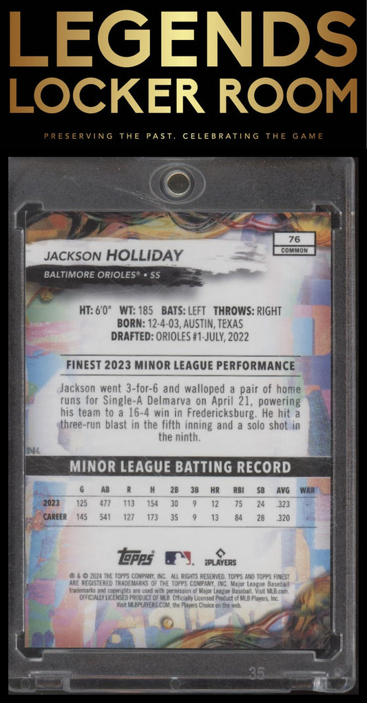 2024 Finest #76 Jackson Holliday Sky Blue Refractors #/325