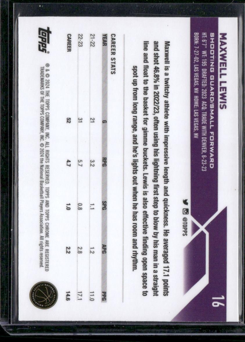 2023-24 Topps Chrome #16 Maxwell Lewis