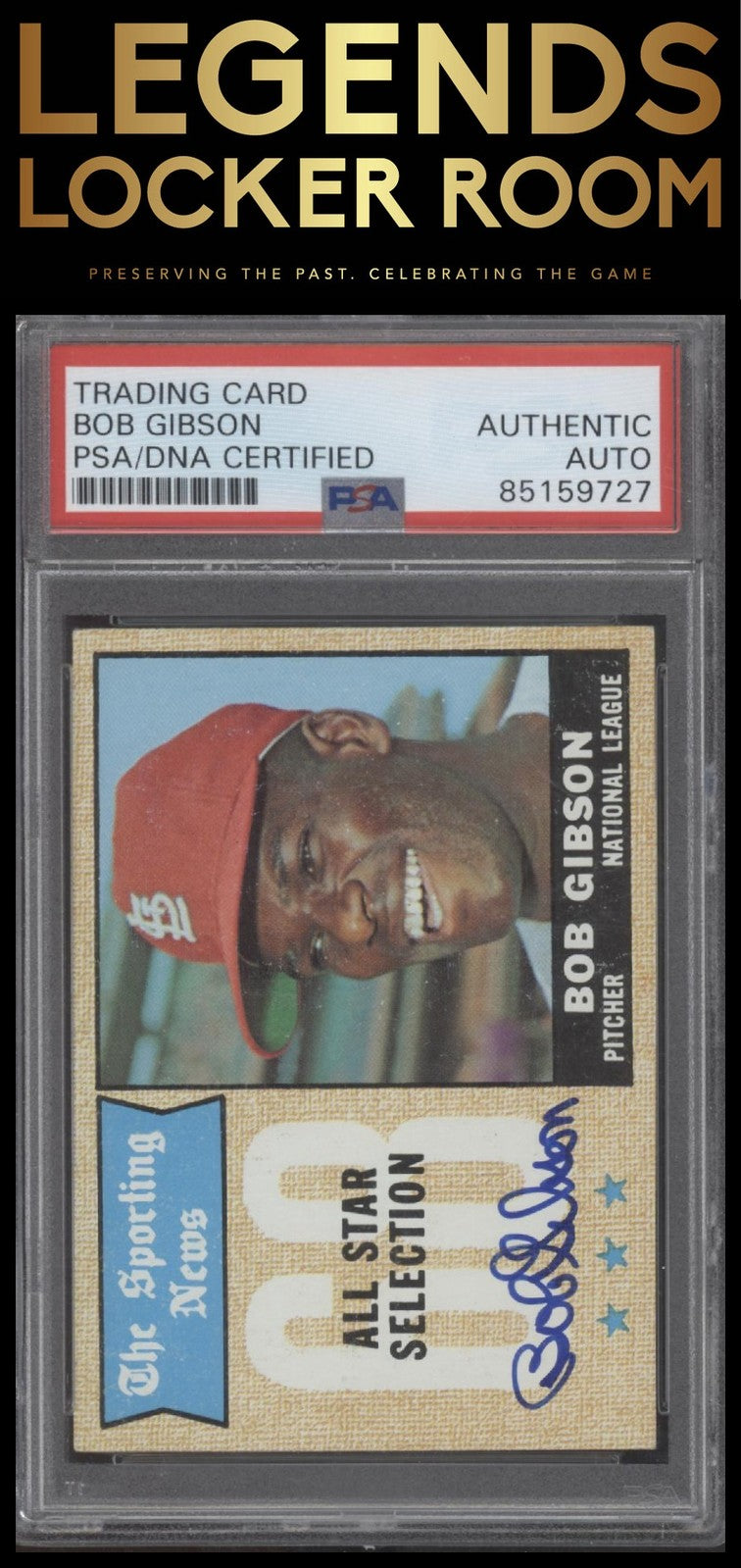 1968 Topps #378 Bob Gibson PSA Authentic Auto