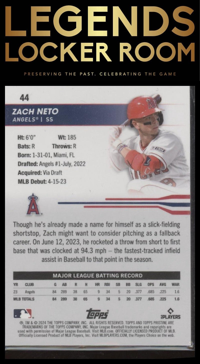 2024 Topps Pristine #44 Zach Neto Green Refractors #/150