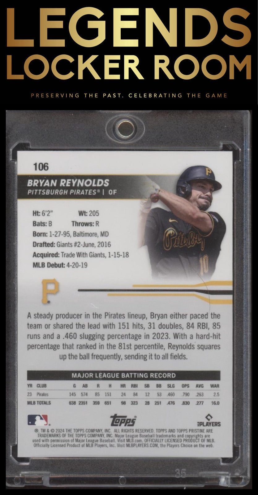 2024 Topps Pristine #106 Bryan Reynolds Green Refractors #/150