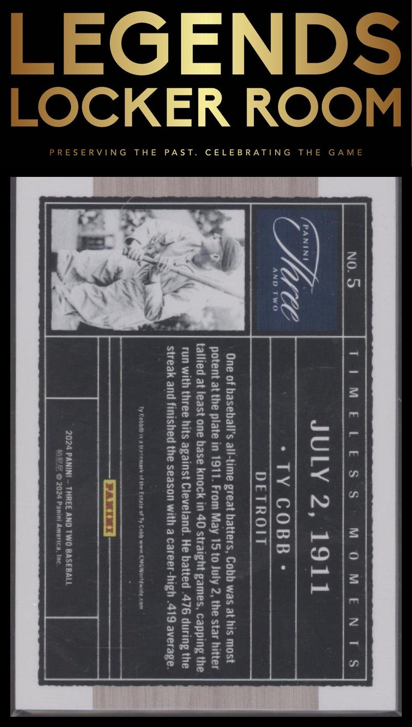 2024 Panini Three and Two #5 Ty Cobb Timeless Moments #/99