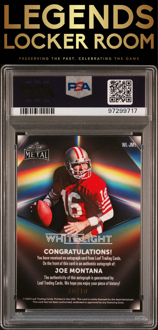 2024 Leaf Joe Montana Legacy Collection White Light Auto PSA 9